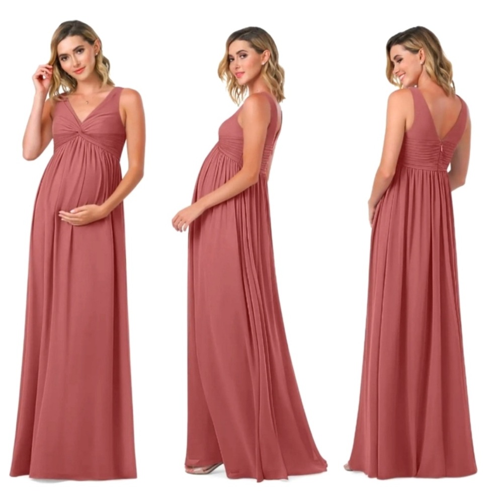 Elegant Maternity Maxi Dress in Rose